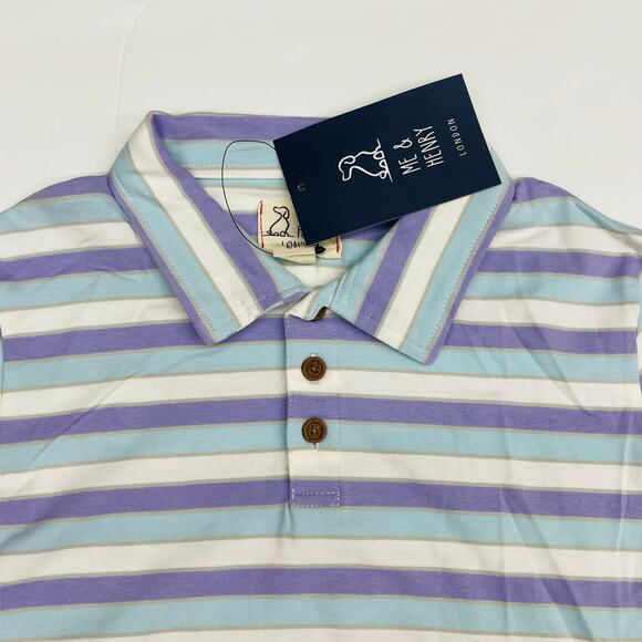 NWT Me & Henry 6/7Y Lilac & Blue Stripe Flagstaff Polo - Picture 2 of 5